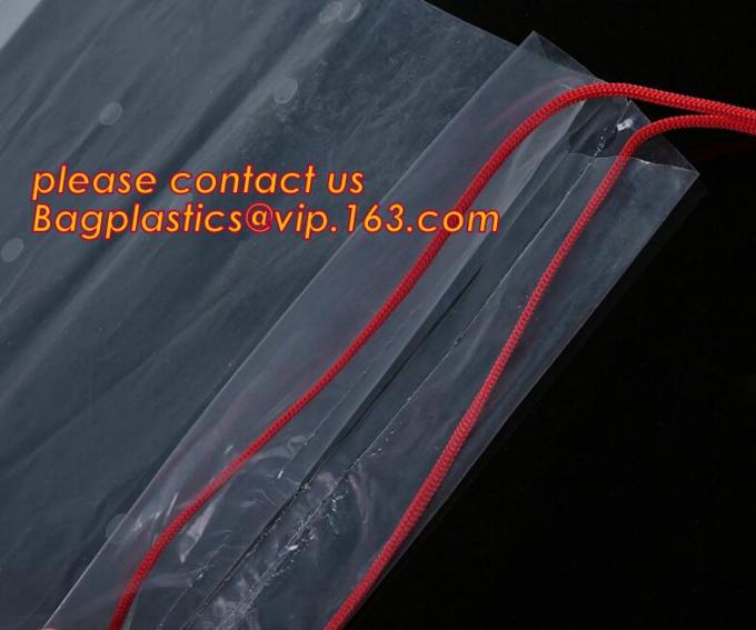 HANGER HOOK BAGS,GARMENT BOTTON CLOSURE BAGS, EVA FROST DRAWSTRING BAGS