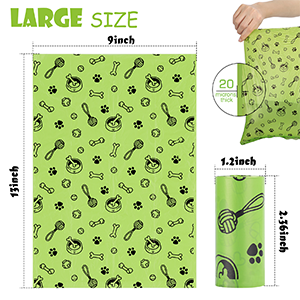 Dog Poop Bag Cornstarch Compostables, Unscented Environment Friendly Compostable Dog Pet Poop Bags, Star Seal Leak Proof 2