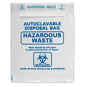 Infectious Medical Waste Bags Biohazard Waste Bags - Disposable Infectious Safety Bag, Autoclavable, Puncture Resistant 0
