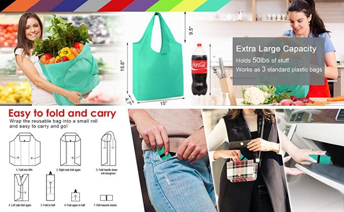 Vegetable Durable Heavy Duty Oxford Polyester XLARGE CAPACITY T-Shirt 201D Polyester Eco Shopping Big Tote Bag 0