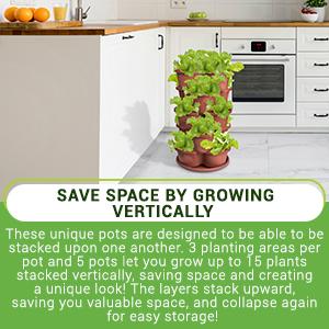 Strawberry And Herb Garden Planter - Stackable Gardening Pots Vertical Garden For Growing Strawberries, Herbs, Flowers 63
