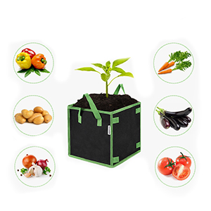 Gallon Square Grow Bags, Thick Fabric Bags With Handles For Indoor And Outdoor Garden Veggies Flower Planter 4