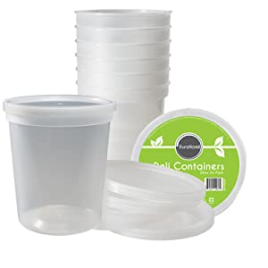Storage Box Deli Food Storage Containers With Lids 32 Ounce, Quart Pack of 24 - Plastic Microwaveable Container 0