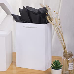 Foldable Gift Recycled Grocery Romotional Printed Gift Paper Bag Luxury Matte White Paper Bags with Handles Perfect for 1