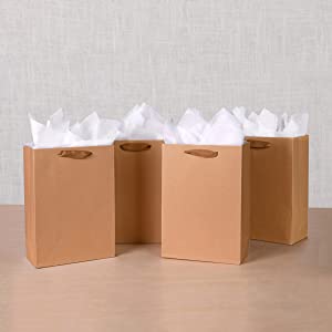 Foldable Gift Recycled Grocery Romotional Printed Gift Paper Bag Luxury Matte White Paper Bags with Handles Perfect for 6