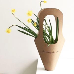 Handle Kraft Paper Flower Bag Wedding Confetti Cones Shaped Bouquet Bag Plant Bag Creative Flowers Holder Wrapping Gift 3