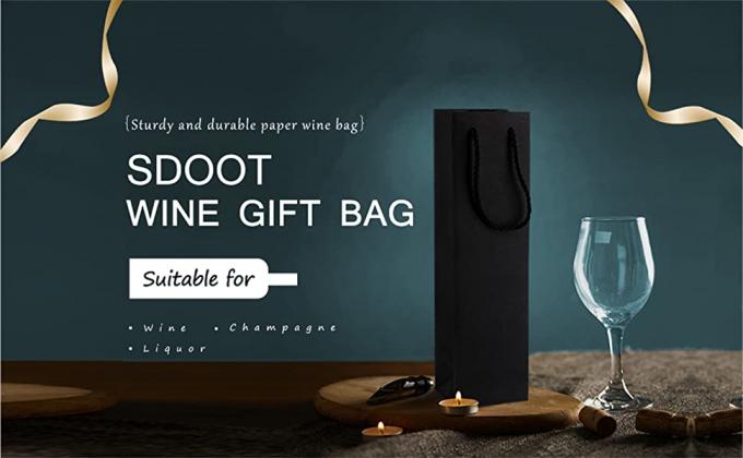Gold Foil Stamp Hair Extension Eco Retail Packaging Wine Bags Bulk Kraft Paper Wine Gift Bags With Handles 0