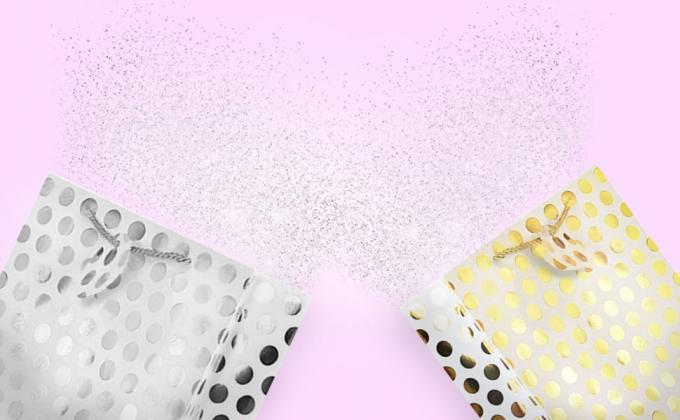 Silver Iridescent Medium Gift Bags With Handles For Weddings, Birthdays pack, Metallic Presents Wrapping Party Favor Bag 0