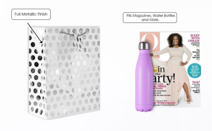 Silver Iridescent Medium Gift Bags With Handles For Weddings, Birthdays pack, Metallic Presents Wrapping Party Favor Bag 2