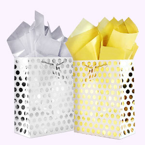 Silver Iridescent Medium Gift Bags With Handles For Weddings, Birthdays pack, Metallic Presents Wrapping Party Favor Bag 3