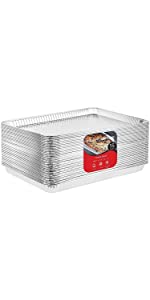 50 Pack Disposable Takeout Containers with Foil Lids – 1 Lb Capacity Aluminum Foil To Go Food