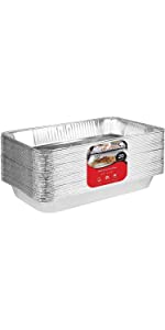 50 Pack Disposable Takeout Containers with Foil Lids – 1 Lb Capacity Aluminum Foil To Go Food
