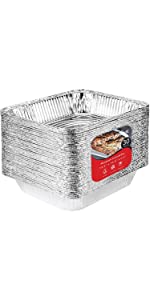 50 Pack Disposable Takeout Containers with Foil Lids – 1 Lb Capacity Aluminum Foil To Go Food