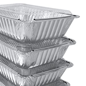 Reheating, Baking, Roasting, Meal Prep, To-Go Containers Aluminum Pan Disposable Heavy Duty Rectangular Tin Foil Pans 1