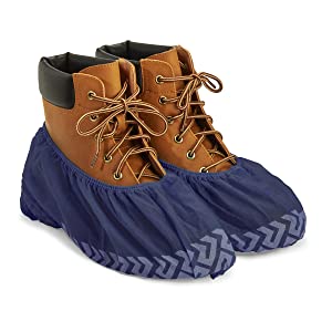 Extra Thick Disposable Shoe & Boot Covers | Durable & Water Resistant Booties | Anti-Slip | One Size Fits Most 6