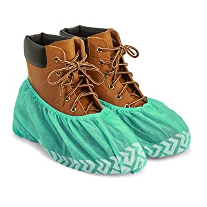 Extra Thick Disposable Shoe & Boot Covers | Durable & Water Resistant Booties | Anti-Slip | One Size Fits Most 7