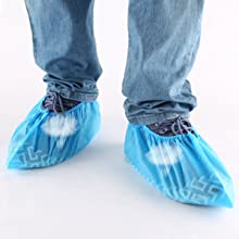 Extra Thick Disposable Shoe & Boot Covers | Durable & Water Resistant Booties | Anti-Slip | One Size Fits Most 10
