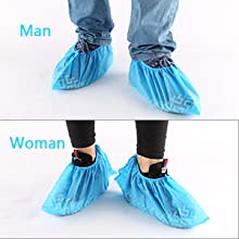 Extra Thick Disposable Shoe & Boot Covers | Durable & Water Resistant Booties | Anti-Slip | One Size Fits Most 12