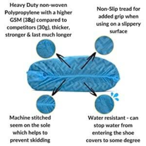 Extra Thick Disposable Shoe & Boot Covers | Durable & Water Resistant Booties | Anti-Slip | One Size Fits Most 1