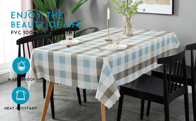 Heavy Duty Vinyl Oilcloth Tablecloth PVC Waterproof Wipeable Spillproof Peva Tablecloth For Spring Outdoor Camping 3