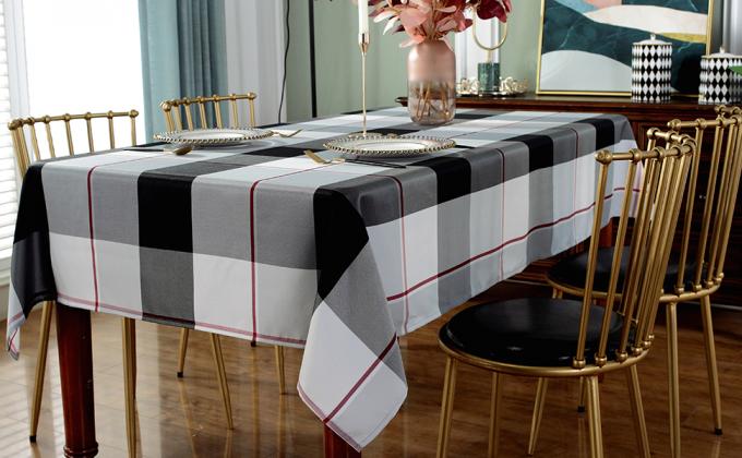 Tablecloth Rectangle Stain Resistant Spillproof Washable Polyester Gingham Table Cloth Outdoor Picnic, Kitchen holiday 0