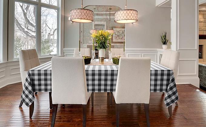 Tablecloth Rectangle Stain Resistant Spillproof Washable Polyester Gingham Table Cloth Outdoor Picnic, Kitchen holiday 15