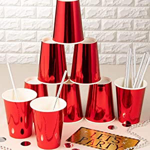 Metallic Party Rose Gold Cups Black Lid Spoon | Rose Gold Party Decorations | Bridal Shower Decorations | Coffee Cups 2