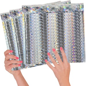 Metallic Holographic Bubble Mailers Bubble Lined Padded Envelopes Silver Cushion Envelopes Peal And Seal 3