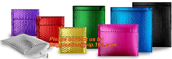 Security Holographic Metallic Foil Bubble Mailers Matte Metallic Rose Gold Self-Adhesive Closure. Metallic Shipping Bags
