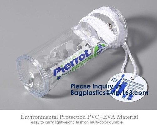 Makeup Bags, Frosted Promotional Gift Slider Zipper Bags Square Barrel Thickened Storage Barrel Pin