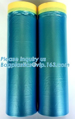 UV Resistance PE Taped Plastic Drop Masking Film For Car Painting, Plastic Film/Pre-Taped Masking Taped Protective Plast