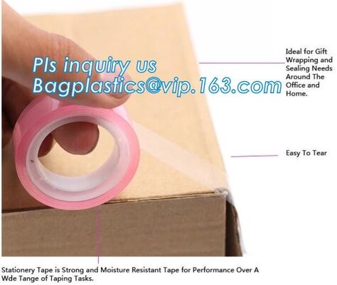Gift Wrapping, office sealing need, Easy to tear, Colored Waterproof Self Adhesive Scotch Tape Label