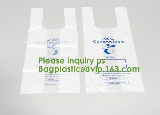 100% Biodegradable Compostable T-Shirt Vest Bag Shopping, Home, Decoration, Wedding, Supermarket, Restaurant, Bake