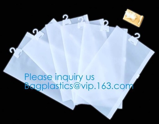 HANGER HOOK BAGS,GARMENT BOTTON CLOSURE BAGS, EVA FROST DRAWSTRING BAGS, VINYL HANGER HOOK GARMENT LAUNRY BAGS