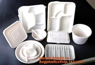 biodegradable corn starch plastic round food tray, Eco-friendly corn starch disposable 4 compartment food tray with lid