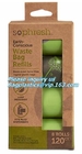 Earth-Friendly Dog 100% Compostable Bags For Poop,4Refill Rolls,60Bags Total, Pet Dog Waste Poop Plastic Garbage Bag 100