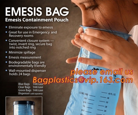 disposable portable medical emesis bags,Disposal waterproof airsickness plastic vomit emesis bag,Pack of 50 Emesis Bag,