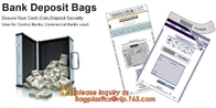 Bank Cash Bag Polyester Bags with Adhesive Tape, coins k bags reclosable deposit bank bags, tamper proof sealing b