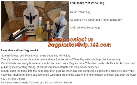 Zipped bottom plastic bottle wrap plastic bottle sleeves air wine slip Self zipped liquor bottle plastic wrap bagease pa