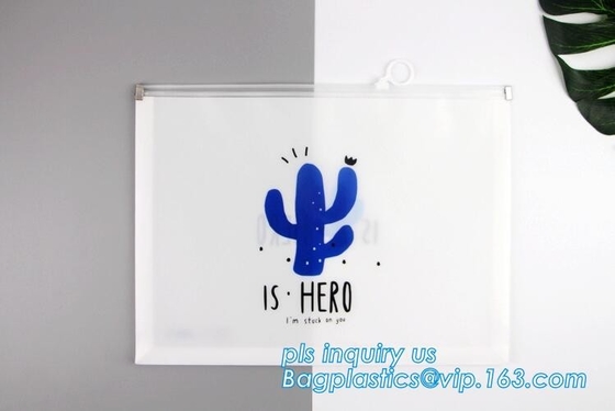 Zippered Envelope Zip Waterproof PP Bags Seamless Slider Closure Storage Pouch For A4 Paper, Magazine, Memo