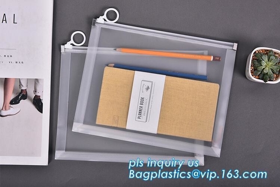 Zippered Envelope Zip Waterproof PP Bags Seamless Slider Closure Storage Pouch For A4 Paper, Magazine, Memo