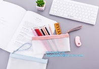 clear vinyl TPU pencil case bag with zipper for boys girls, Creative contracted envelope bag translucent frosted pencil