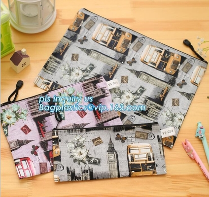Organizer Zipper Bag Folder Office Stationery Bag, Zipper Stationery Envelope PP File Bag, Document file Bag