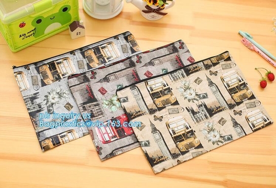 Organizer Zipper Bag Folder Office Stationery Bag, Zipper Stationery Envelope PP File Bag, Document file Bag