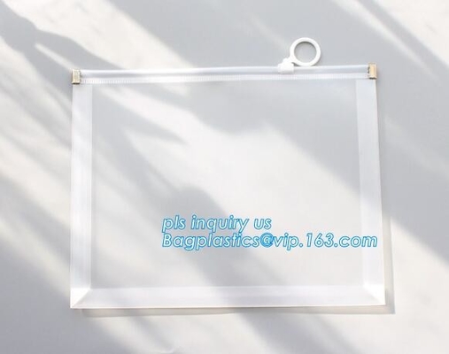 PVC slider k bag for stationery, file,school kids, stationery packaging zipper bag with slider, PVC plastic Hanger