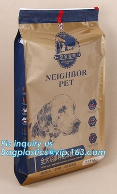 Resealable Zipper Top Packaging Bag Quad Seal Packaging Bag Pet Dog Food Packaging Bag 5L 6L 7L Plastic Packaging Bags