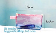 Holographic Vinyl Film Hologram Bag With Slider Zip, Pvc Holographic Cosmetics Bag, Plastic Zipper Bag/eva zipper bag wi