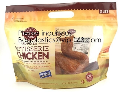 Zipper Hot Chicken Bags/ Roasted Chicken Packaging Bag With Window/ Microwaveable Grilled Chicken Bag, bagease, bagplast