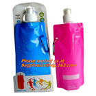 Spouted flexible foldable water bag with carabiner for running, flexible printing and lami