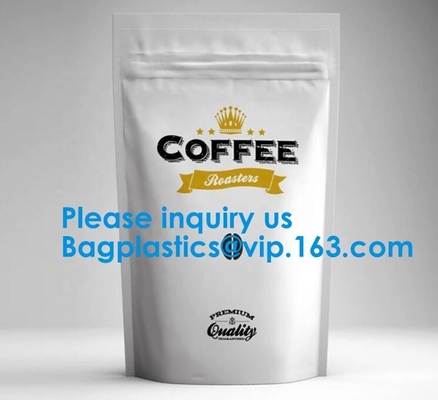 High Barrier 16 Oz Foil Stand Up Zipper Pouch Coffee Bag With Valve,Resealable Food Storage Zipper Plastic Bag,Jar Kraft